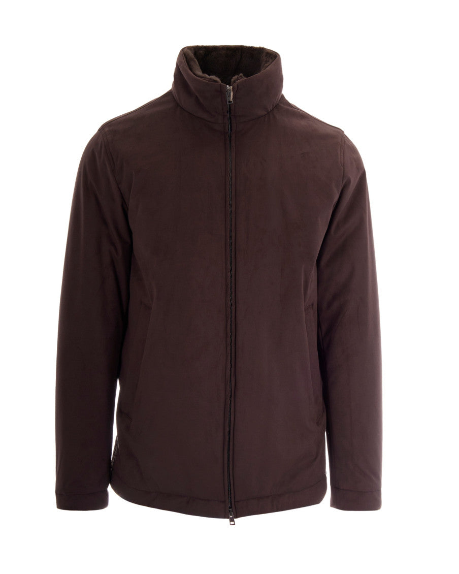 Dark Brown Mock Collar Jacket 1