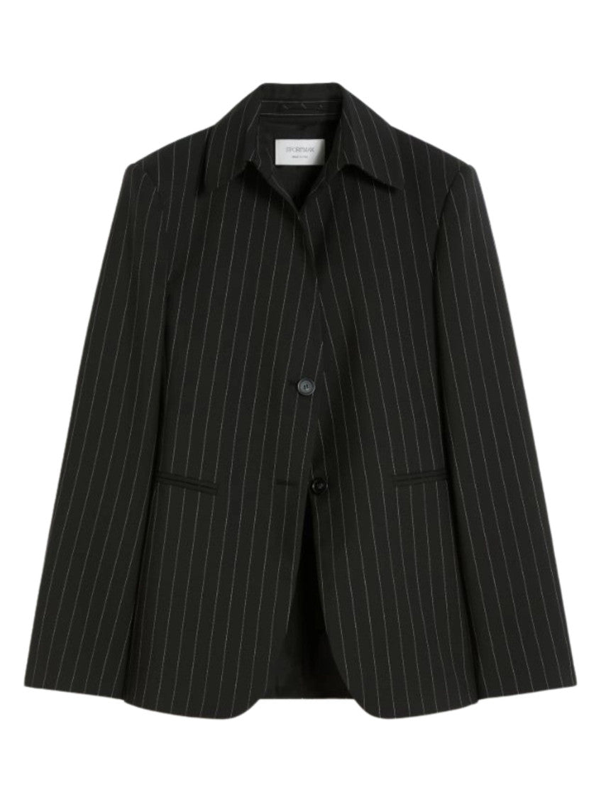 Black Stripes Shirt Collar Blazer 1