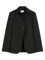 Black Stripes Shirt Collar Blazer 1