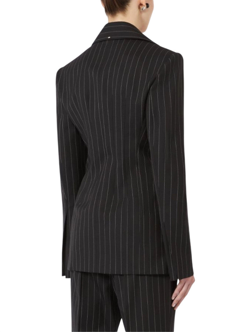 Black Stripes Shirt Collar Blazer 3