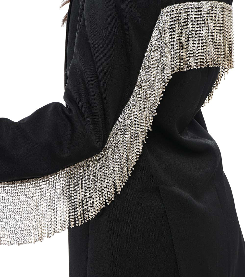 Black Solid Shawl Lapel Blazer 3