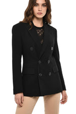 Black Notched Lapel Blazer 1