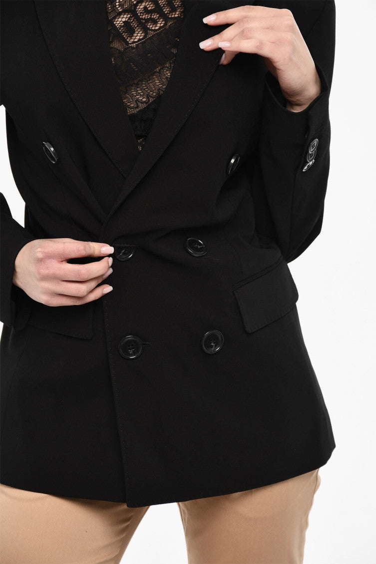 Black Notched Lapel Blazer 3