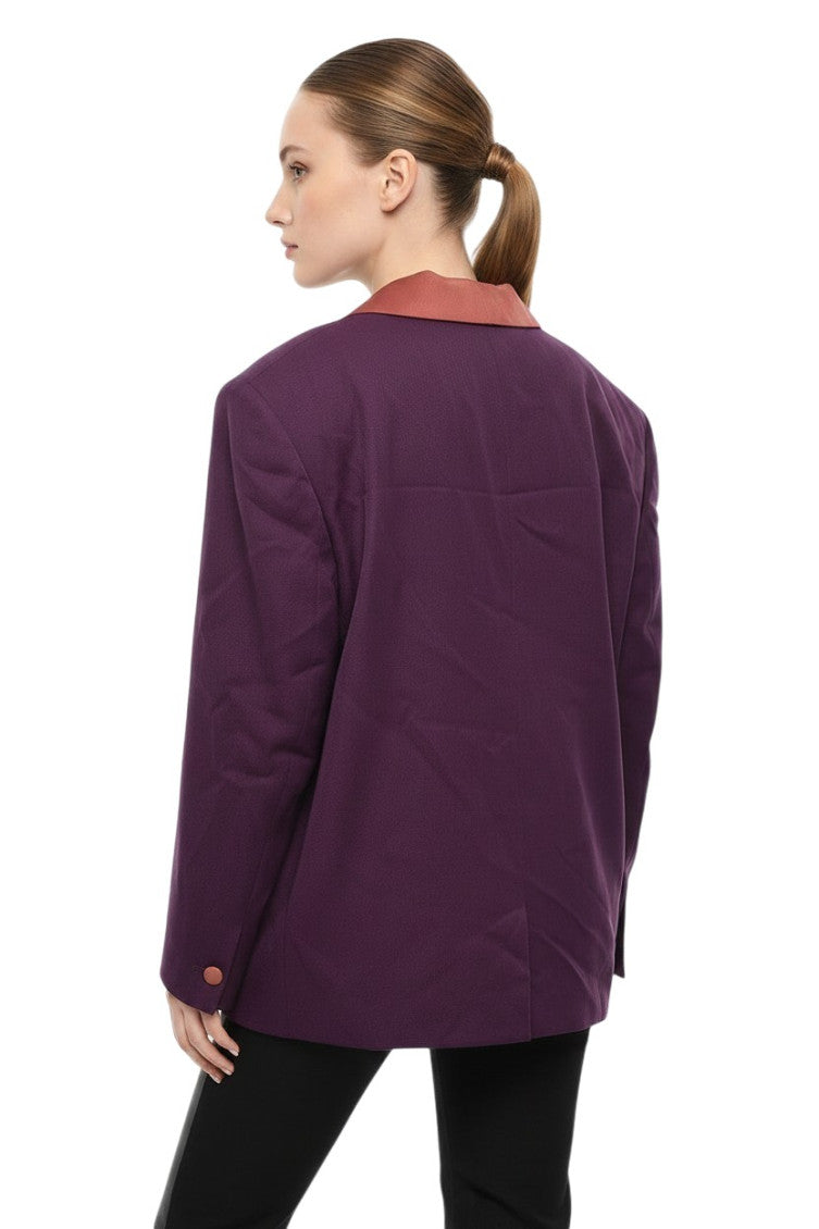 Purple Shawl Lapel Blazer 2