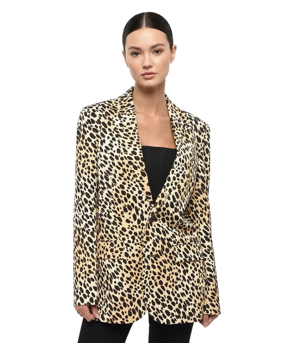 Multicolor Animal Print Notched Lapel Blazer 1