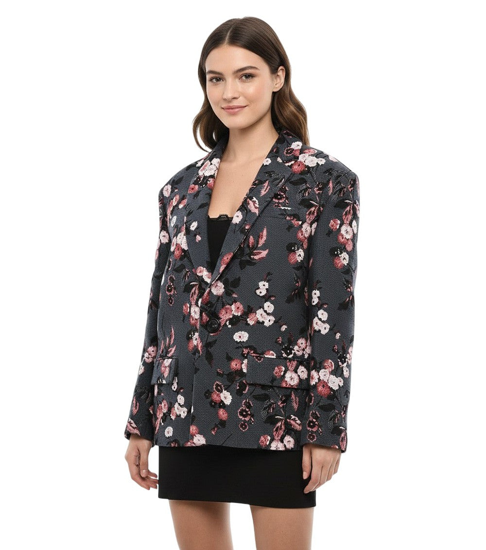Multicolor  Floral Notched Lapel Blazer 1