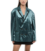 Blue Solid Notched Lapel Blazer 1