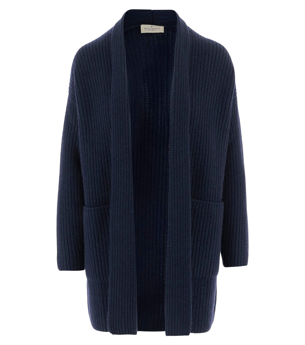 Royal Blue Knitted Shawl Neck Blazer 1