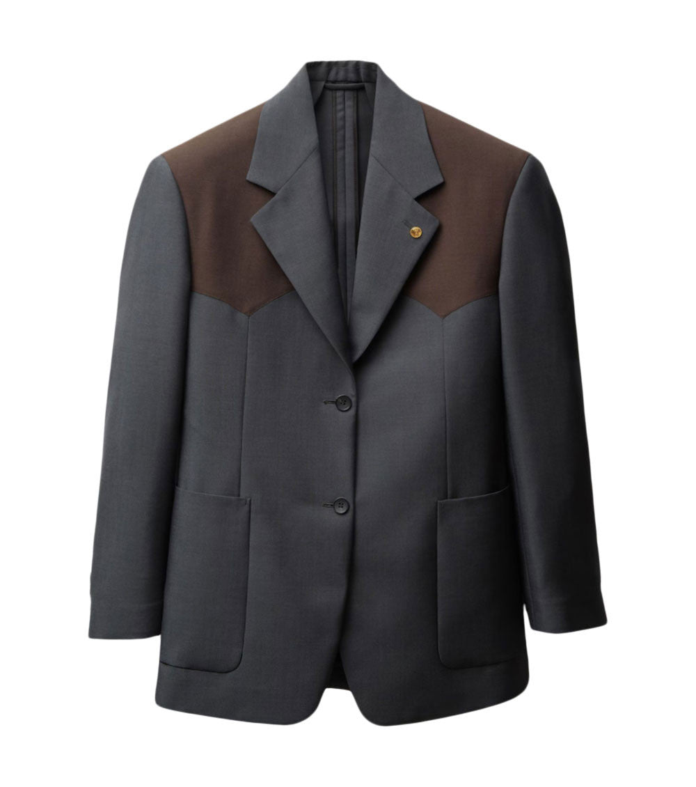 Grey Notched Lapel Blazer 1