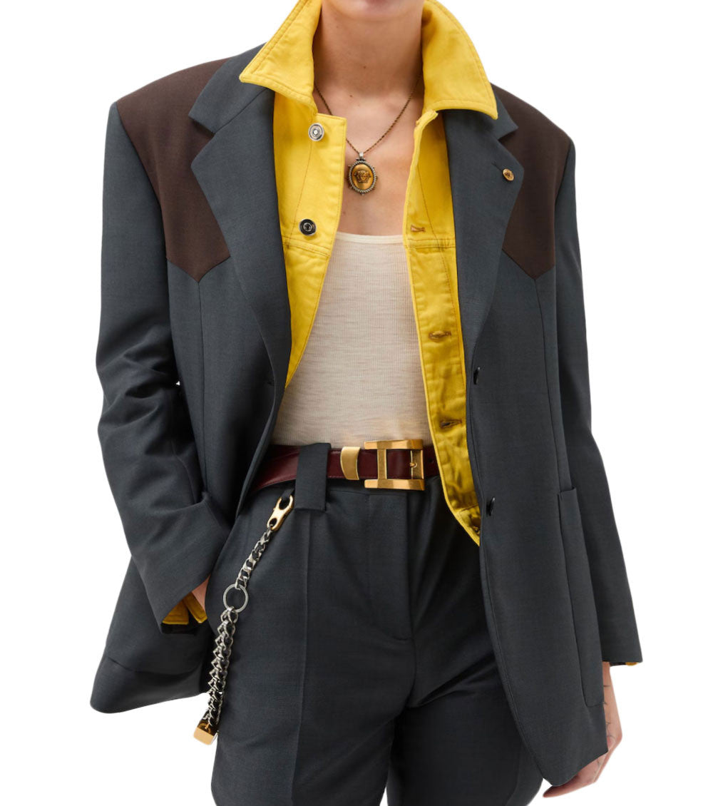 Grey Notched Lapel Blazer 2