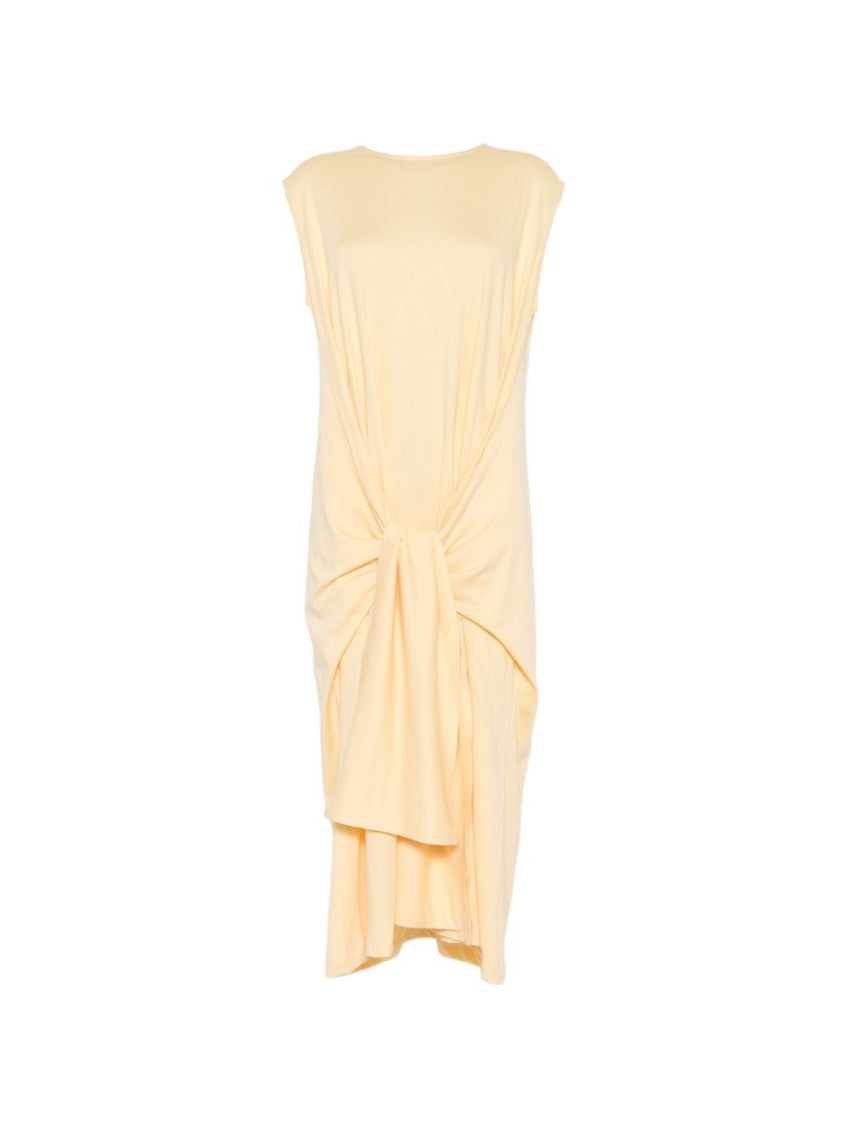 Beige Round Neck Midi Dress 1