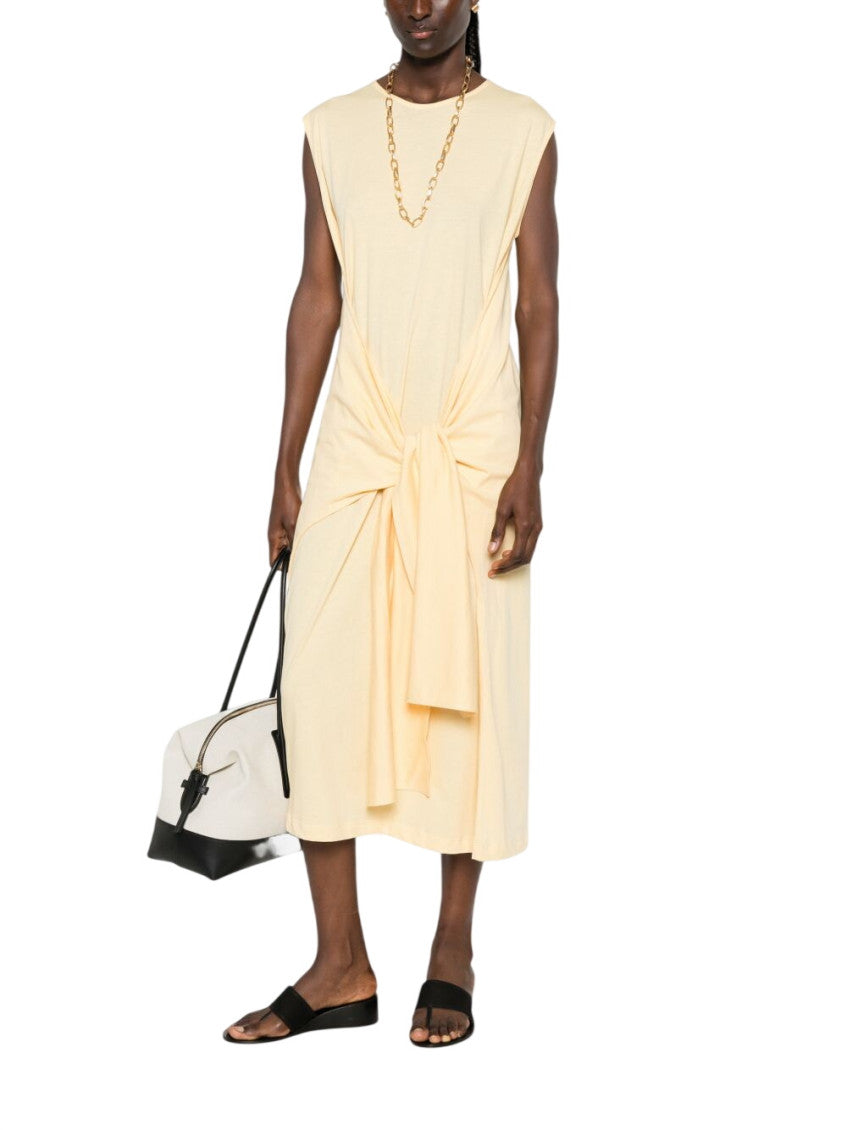 Beige Round Neck Midi Dress 2