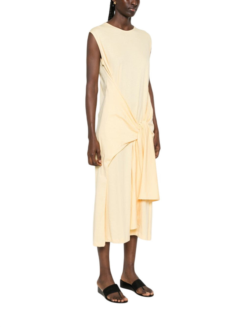 Beige Round Neck Midi Dress 4