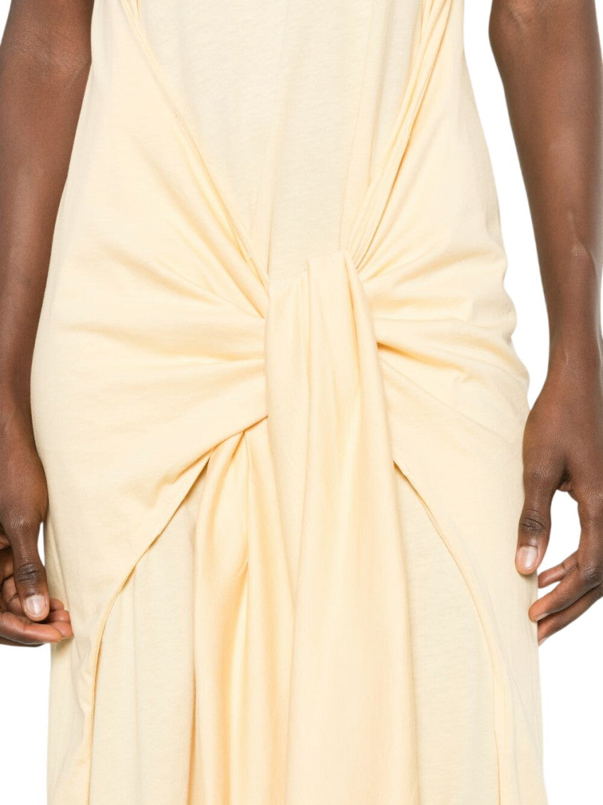 Beige Round Neck Midi Dress 5