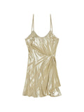 Golden Solid Scoop Neck Mini Dress 1