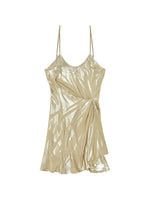 Golden Solid Scoop Neck Mini Dress 1