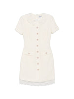 Beige Textured Round Neck Mini Dress 1