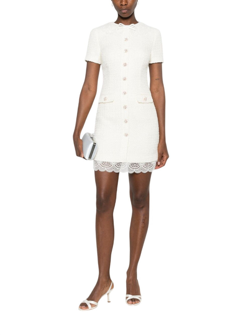 Beige Textured Round Neck Mini Dress 2
