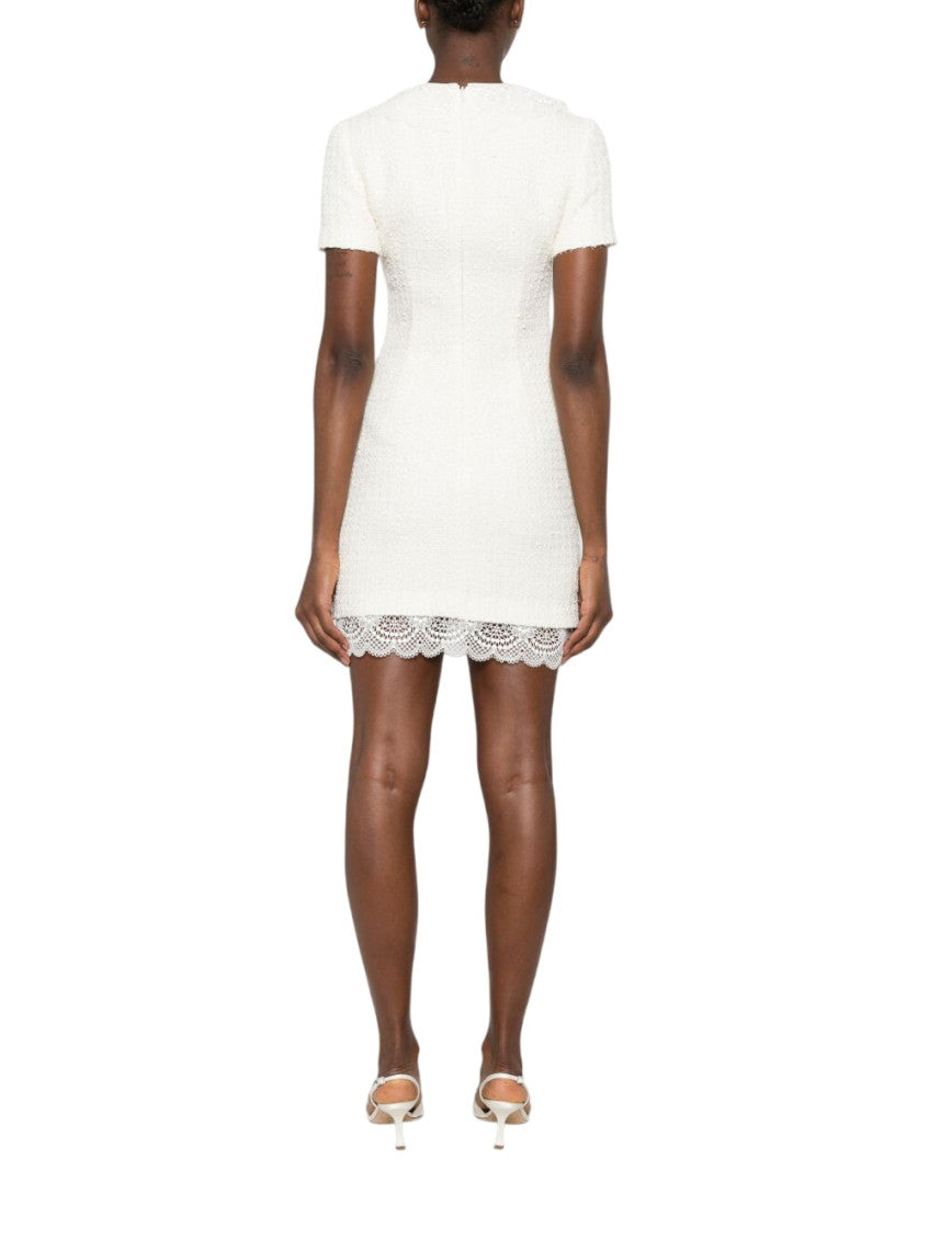 Beige Textured Round Neck Mini Dress 3