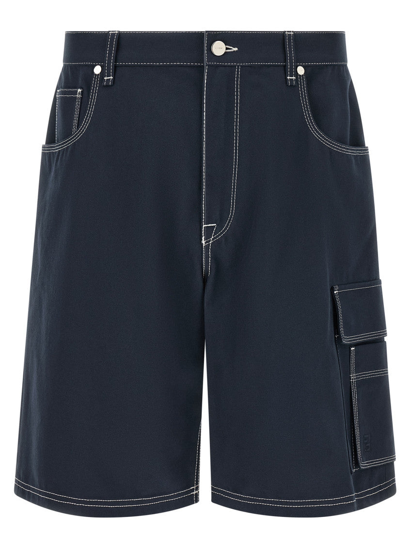 Blue Solid Relaxed Shorts 1