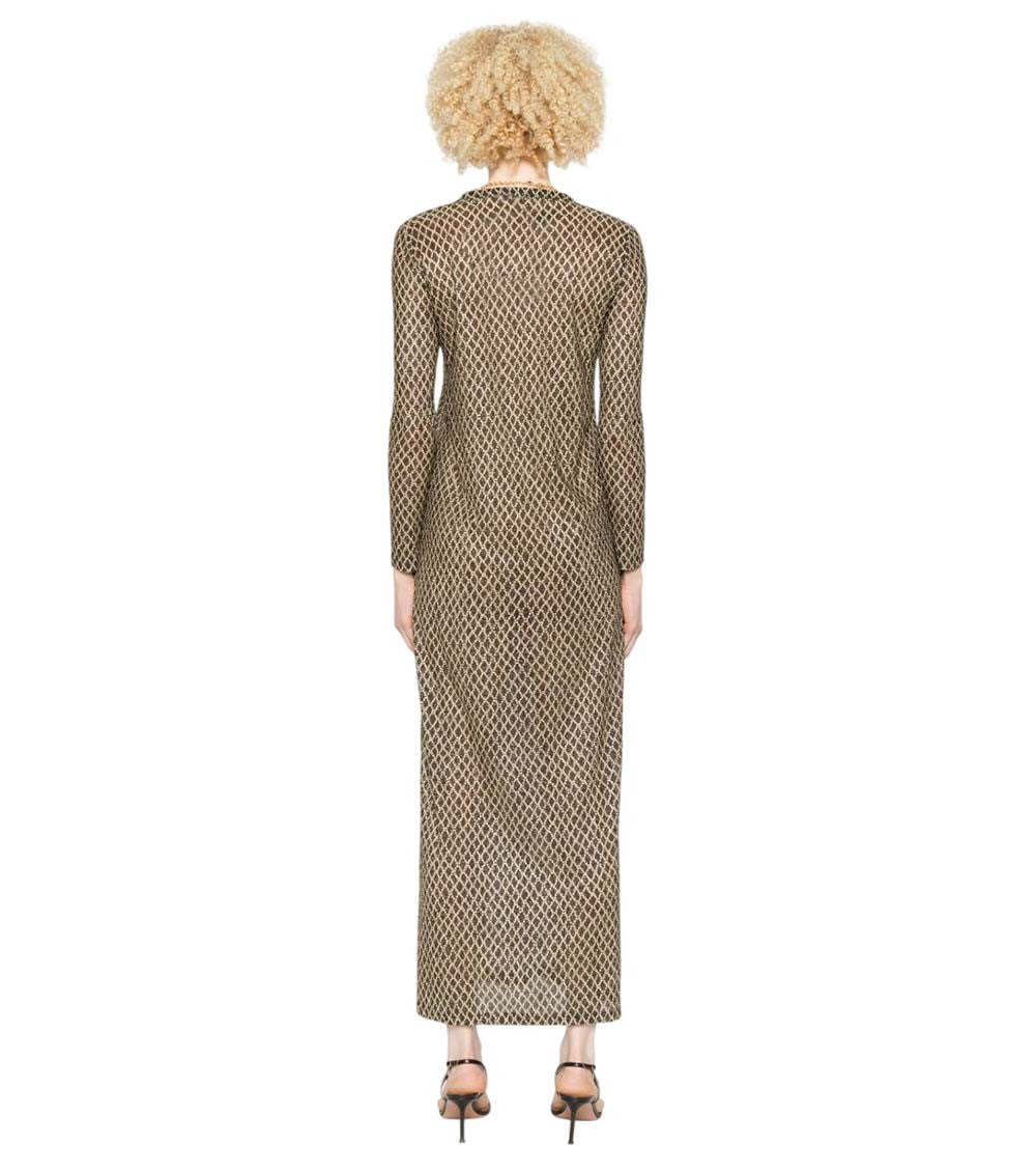 Black Geometric V Neck Maxi Dress 3