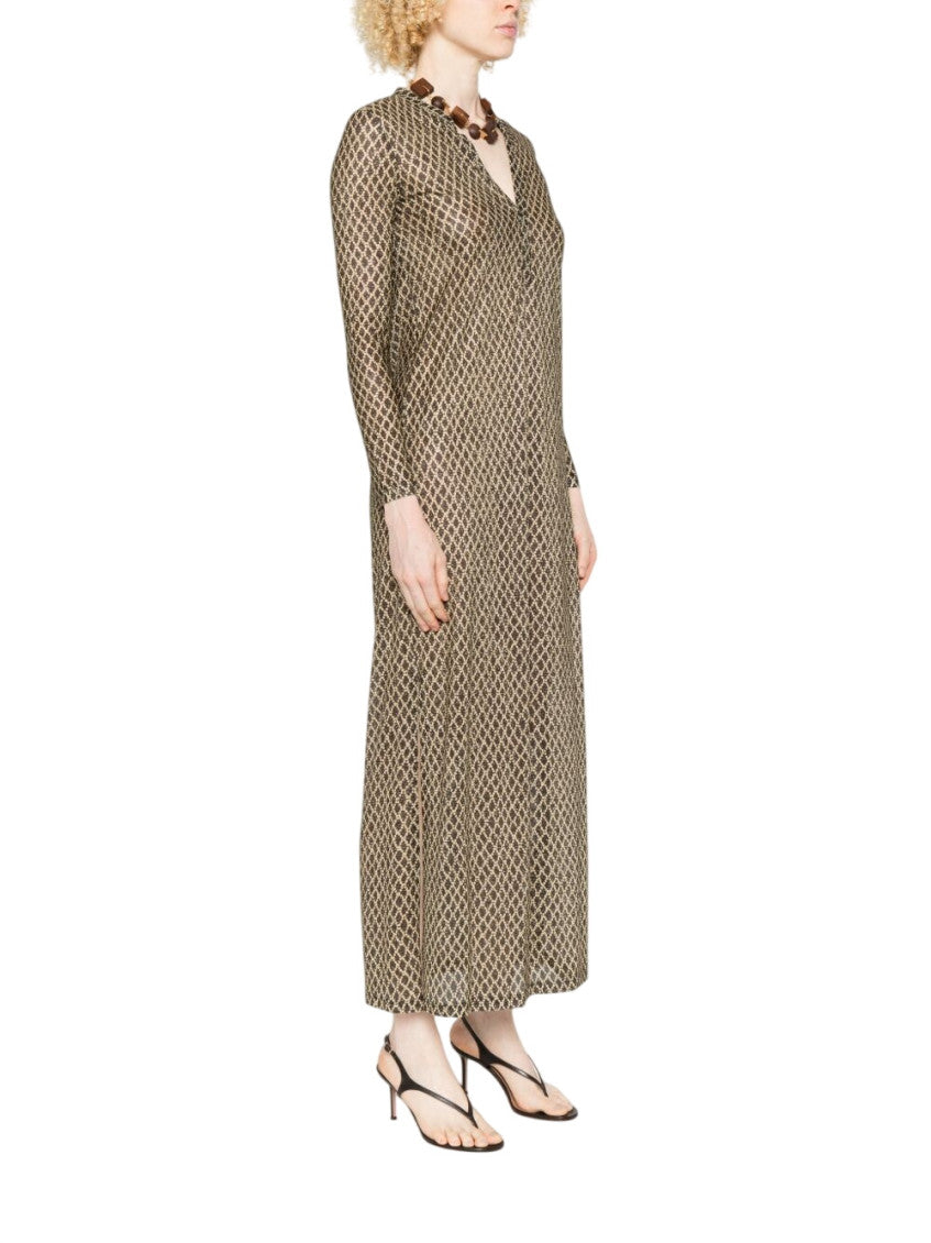 Black Geometric V Neck Maxi Dress 4