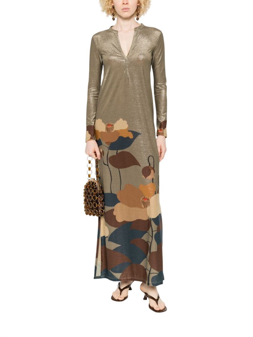 Green Floral V Neck Maxi Dress 2