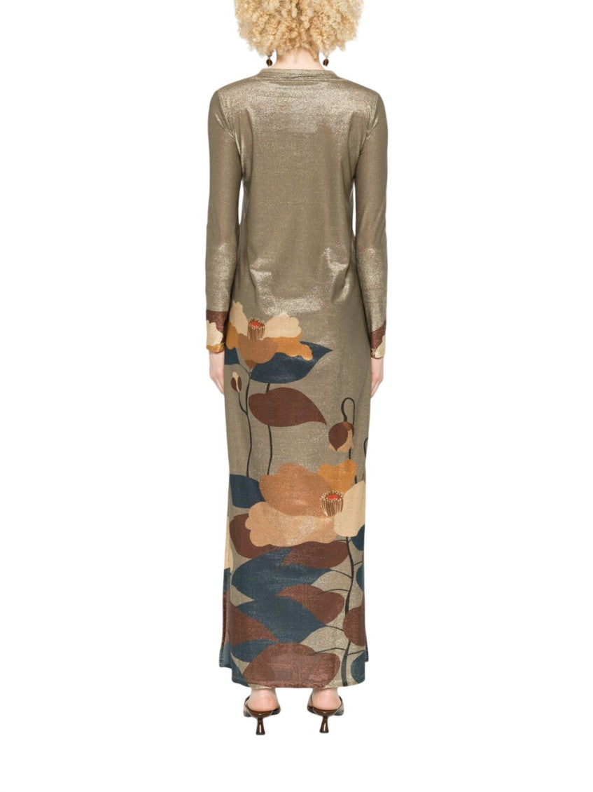 Green Floral V Neck Maxi Dress 3