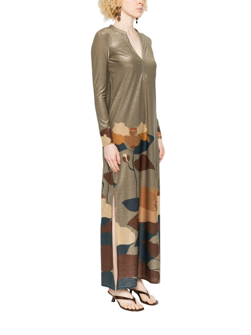 Green Floral V Neck Maxi Dress 4