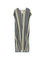 Multicolor Stripes V Neck Midi Dress 1
