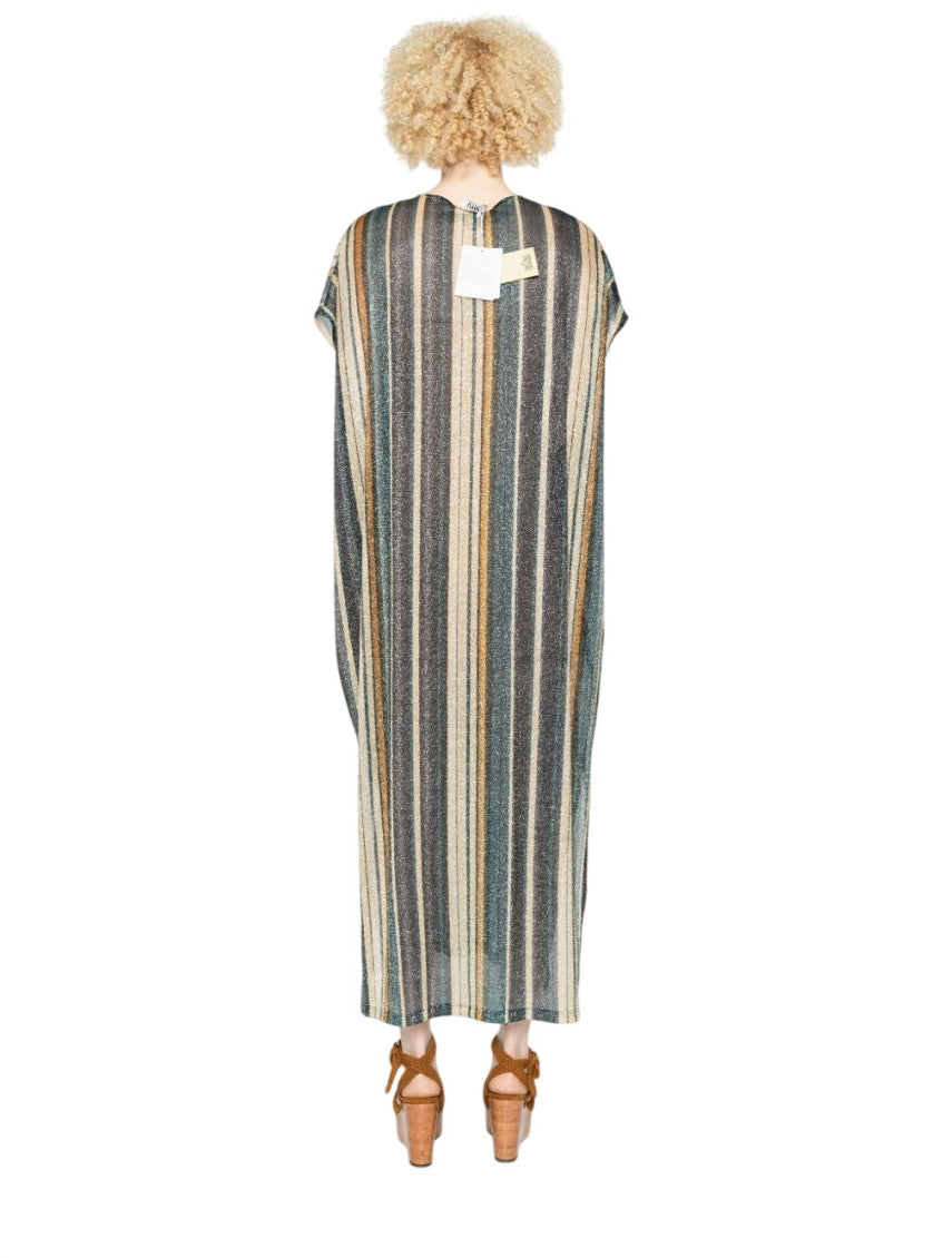 Multicolor Stripes V Neck Midi Dress 3