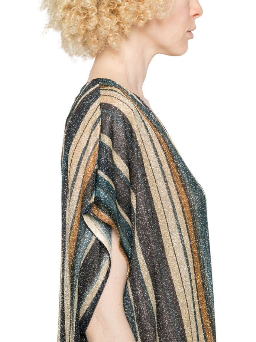 Multicolor Stripes V Neck Midi Dress 4