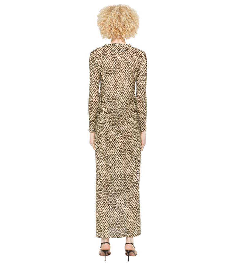 Beige Printed V Neck Maxi Dress 3