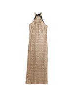Brown Halter Neck Maxi Dress 1