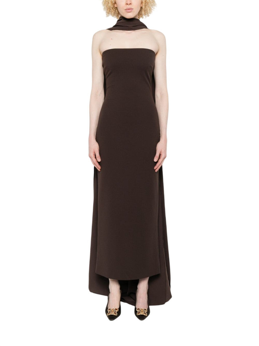 Brown Halter Neck Maxi Dress 2