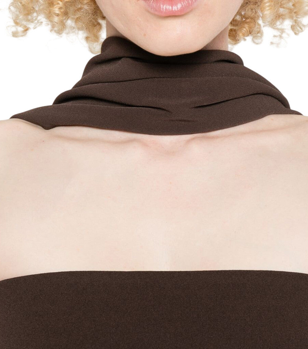Brown Halter Neck Maxi Dress 5