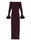 Purple Off Shoulder Maxi Dress 1