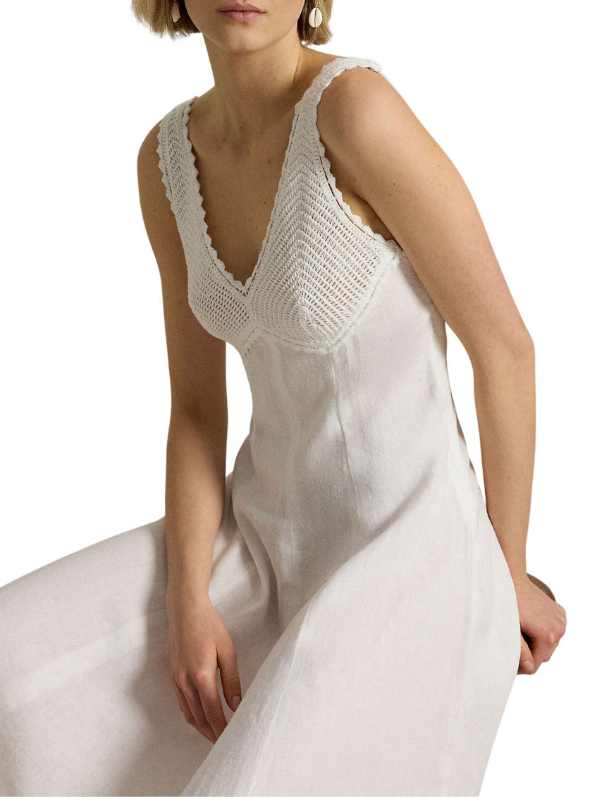 White Crochet V Neck Maxi Dress 4