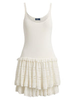 White Textured Scoop Neck Mini Dress 1