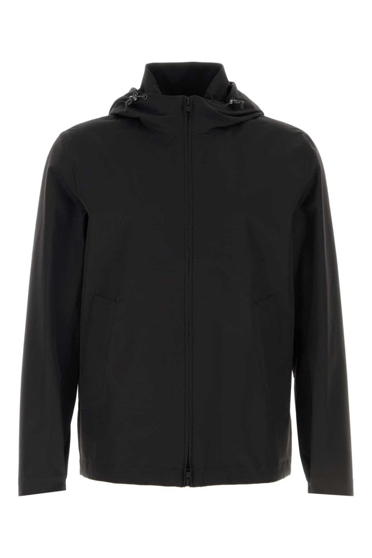 Black Solid Hood Jacket 1