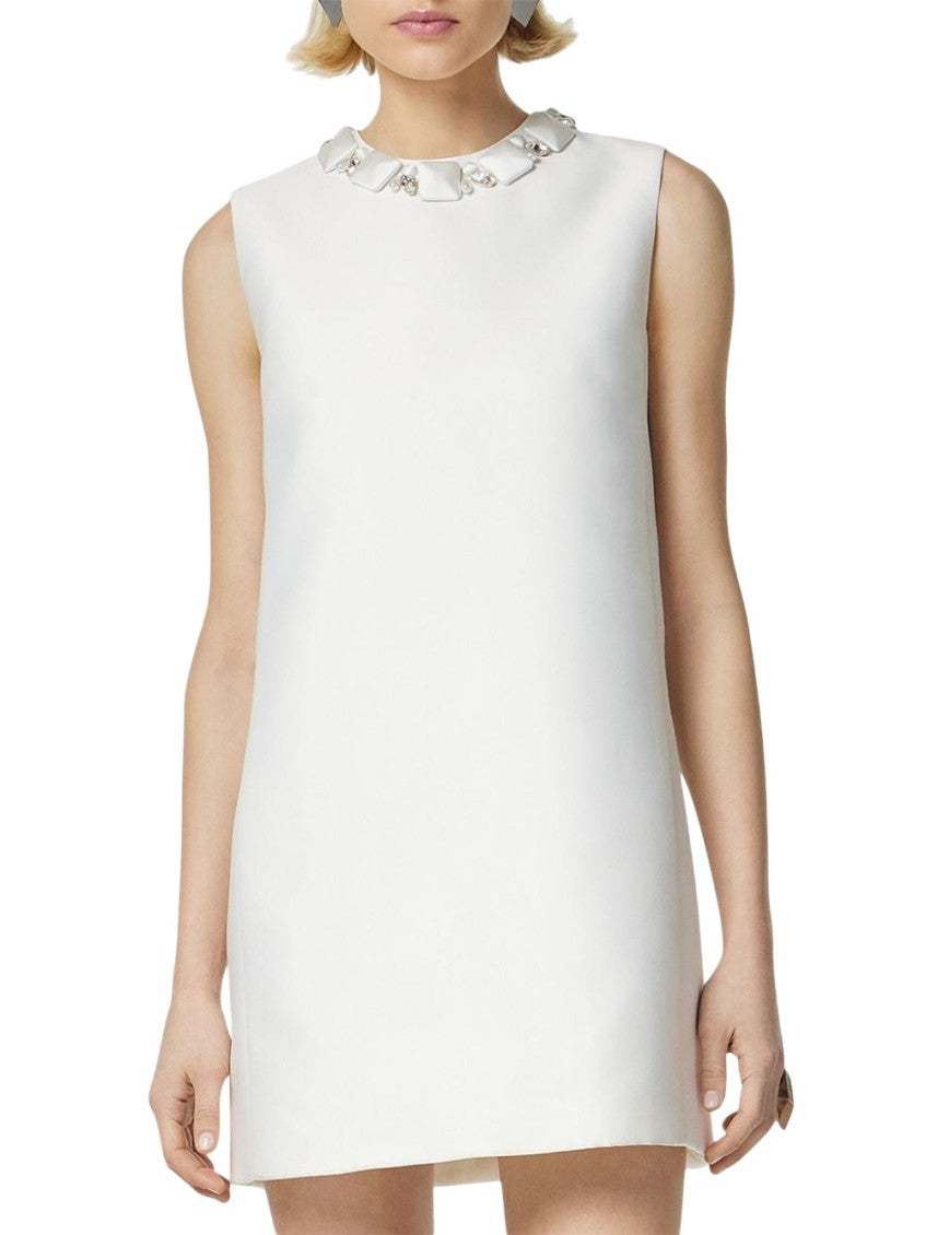 White Embellished Crew Neck Mini Dress 2