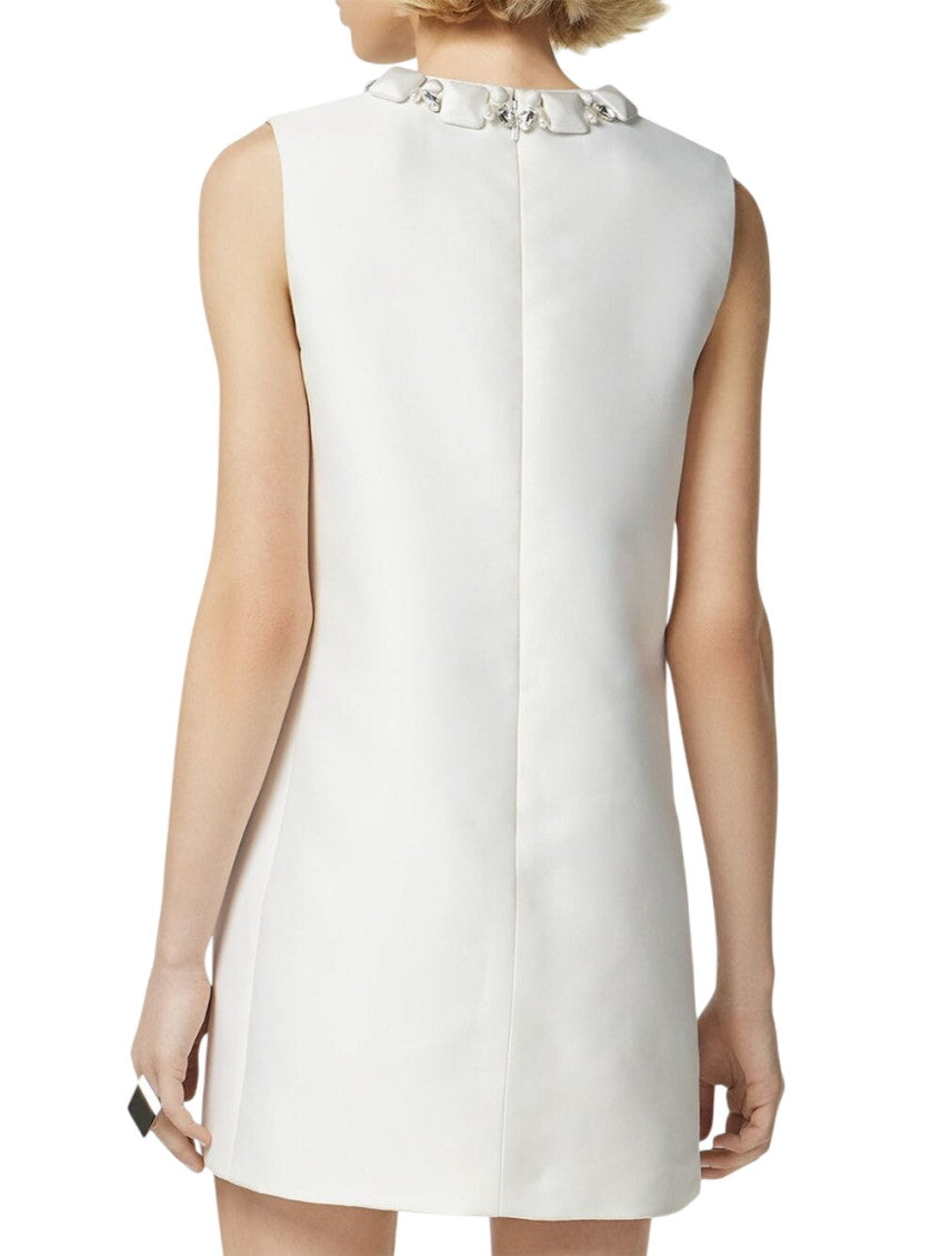 White Embellished Crew Neck Mini Dress 3