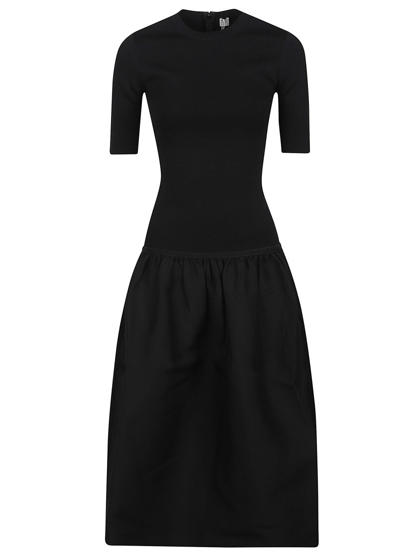 Black Round Neck Midi Dress 1