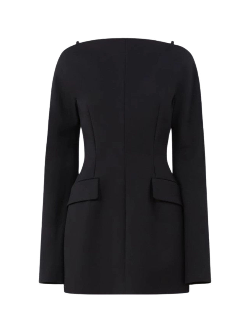 Black Boat Neck Mini Dress 1