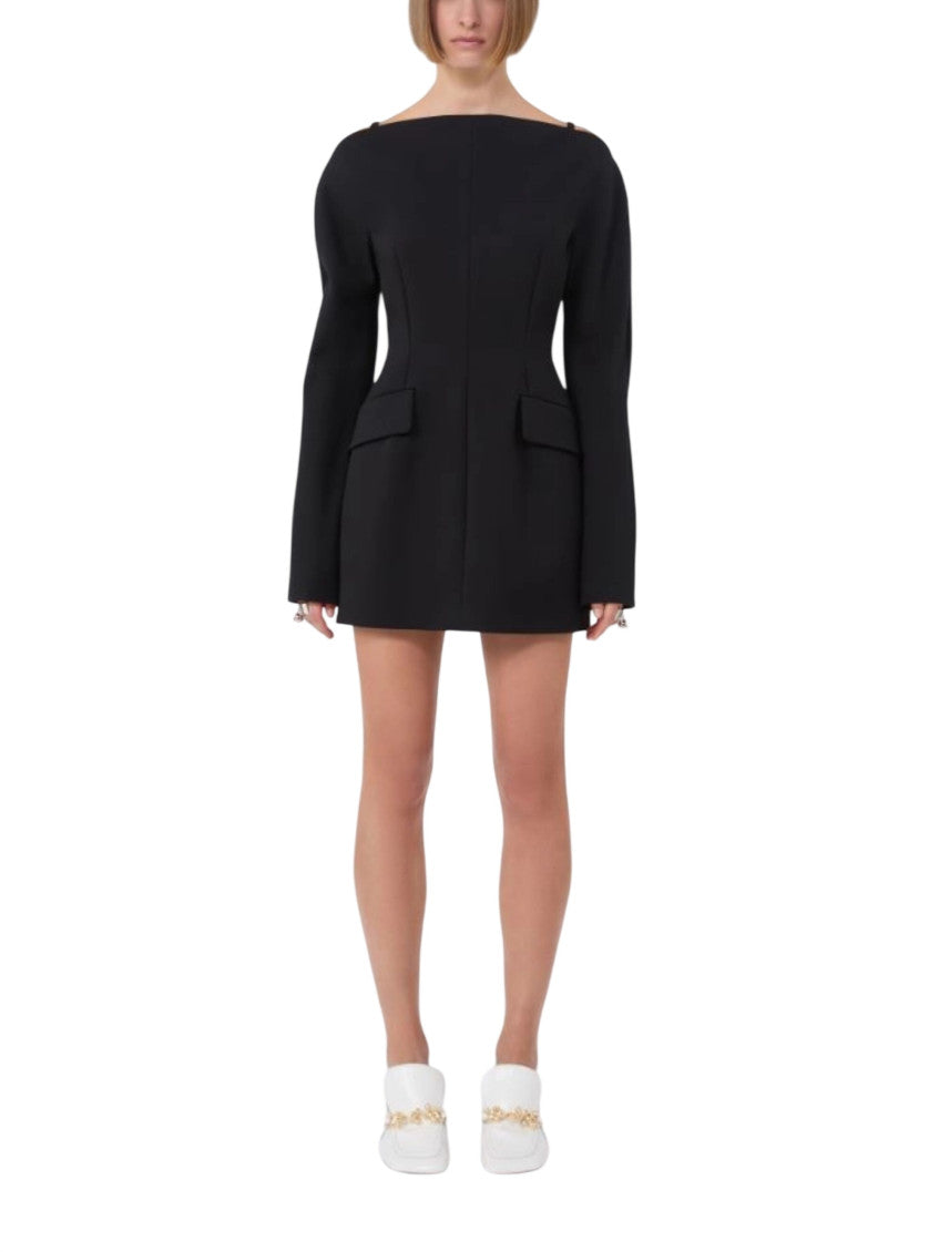 Black Boat Neck Mini Dress 2