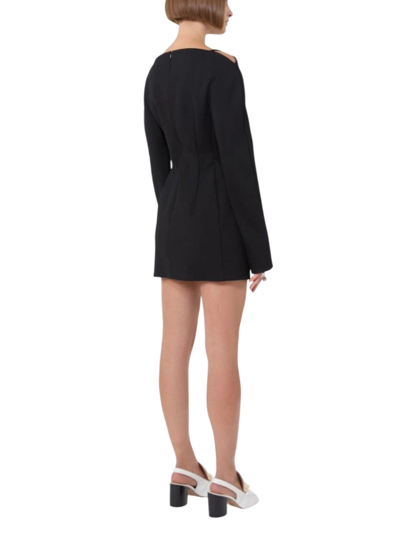 Black Boat Neck Mini Dress 3