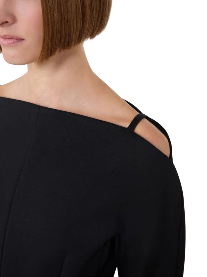 Black Boat Neck Mini Dress 4