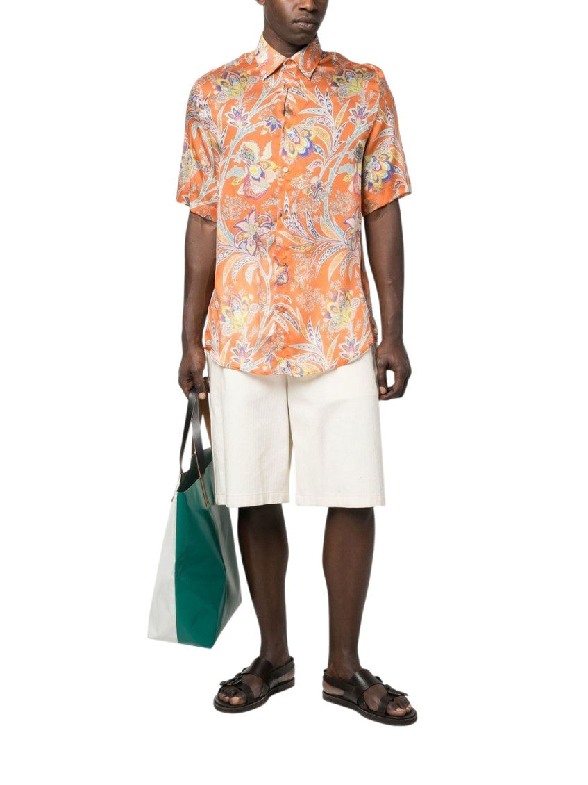 Orange Regular Paisley Shirt 2