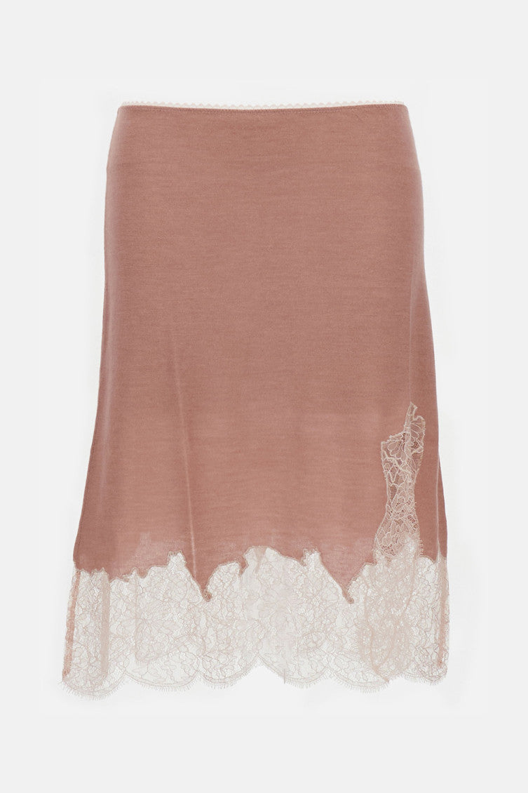 Pink Laced Midi Skirt 1