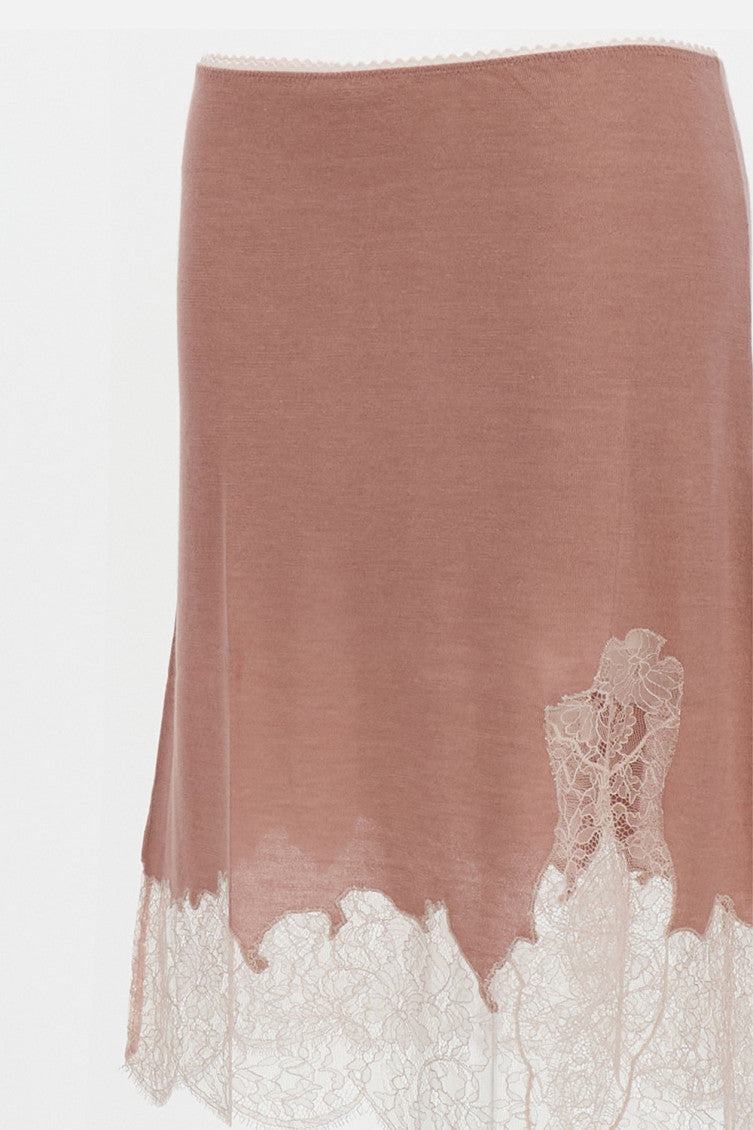 Pink Laced Midi Skirt 3